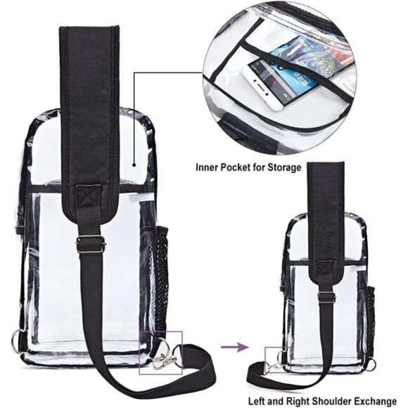 Clear Sling Bag, Clear Bag Stadium Approved, Large Capacity Shoulder Backpack - Picture 7 of 8